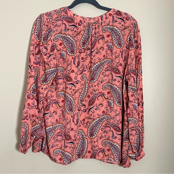 Talbots Pink Paisley Top Size XLP Boho Mature Dainty Feminine Springy Office - Picture 4 of 9